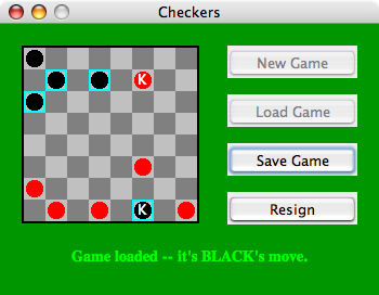 Checkers program window.
