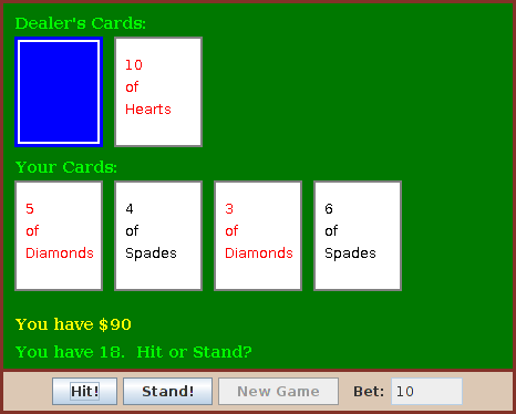 a blackjack game in progress