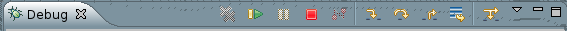 resume and step buttons in the Debug view