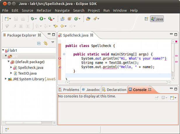 Eclipse Window showing Java Perspective