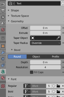 blender change font of text object