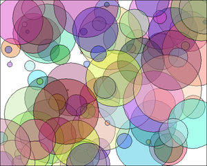 100 translucent filled circles