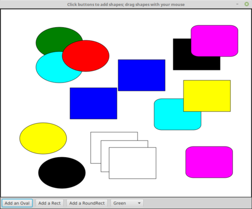 screenshot from ShapeDraw, showing several shapes in its drawing area
