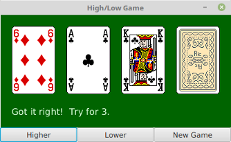 GUI version of the HighLow card game