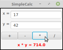 screenshot from SimpleCalc.java